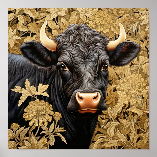 Poster Vache noire du jardin (Devant)