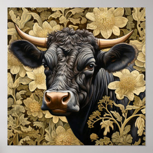 Poster Vache noire du jardin