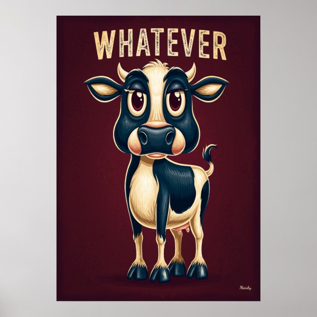 Poster Vache Quoi Qu'il En Soit – Drôle d'Art de Personna (Devant)