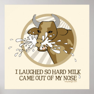 Poster Vache riant du lait sortant du nez