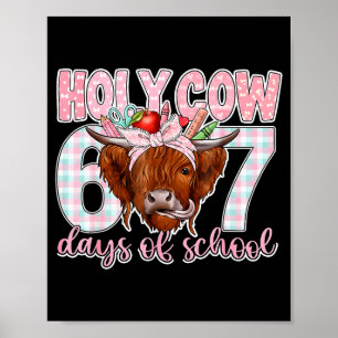 Poster Vache sacrée 67 jours d'école Enseignant Six Sept