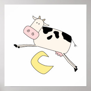 Poster Vache saute par dessus la lune