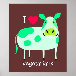 Poster Vache verte - Végétarien