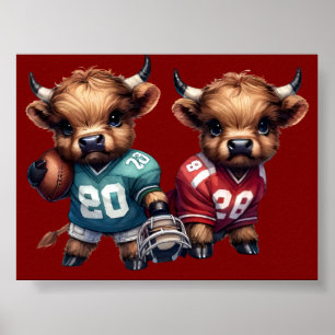 Poster Vaches Highland et football