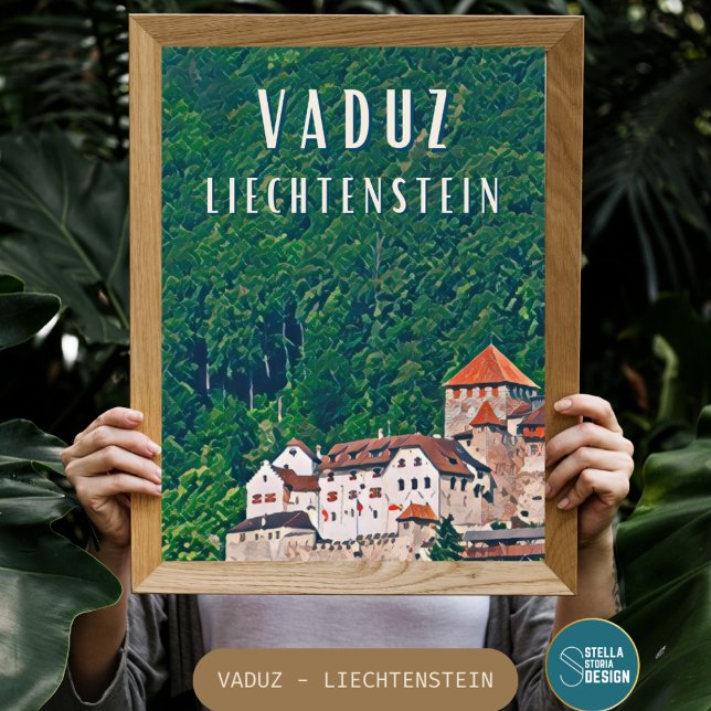 Poster Vaduz, capitale cachée du Liechtenstein (Vaduz est la capitale du Liechtenstein. Siège du gouvernement de la principauté, )