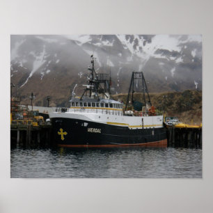 Poster Vaerdal, chalutier d'usine en hollandais Harbour, 