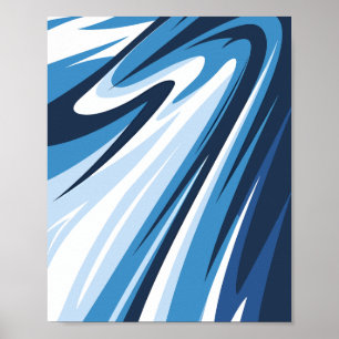 Poster Vague Abstraite dynamique en teintes bleues