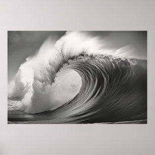 Poster Vague courbée Océan Force Nature Mer
