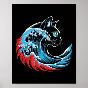 Poster Vague De Chat Bleu Pour Kamala 47 Drôle Chat Ladie