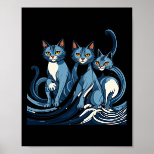Poster Vague De Chats Bleus Pour Kamala Drôle Trump Vague
