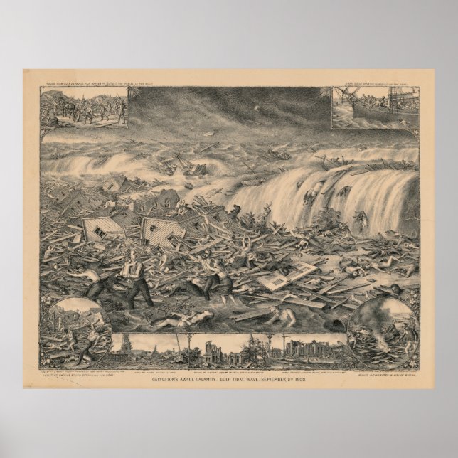 Poster Vague de marée du Golfe de Galveston, une catastro (Devant)