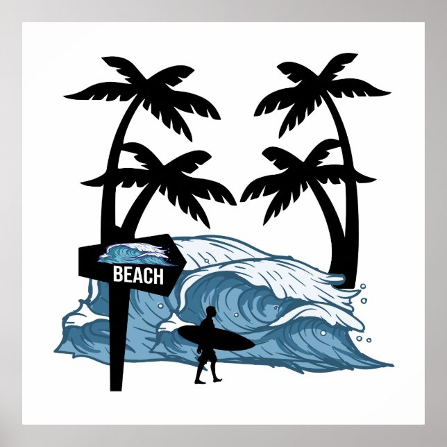 Poster Vague de plage Funny (Devant)