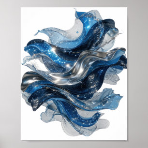 Poster Vague d'eau argentée accrocheuse
