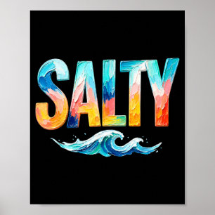 Poster Vague d'océan salée Plage drôle Vacances d'été