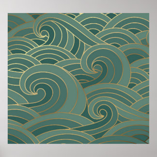 Poster Vague d'or : Traditionnel luxe oriental