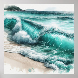 Poster Vague océanique Turquoise