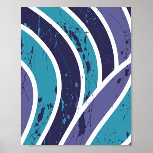 Poster Vagues Abstraites avec éclaboussures de peinture