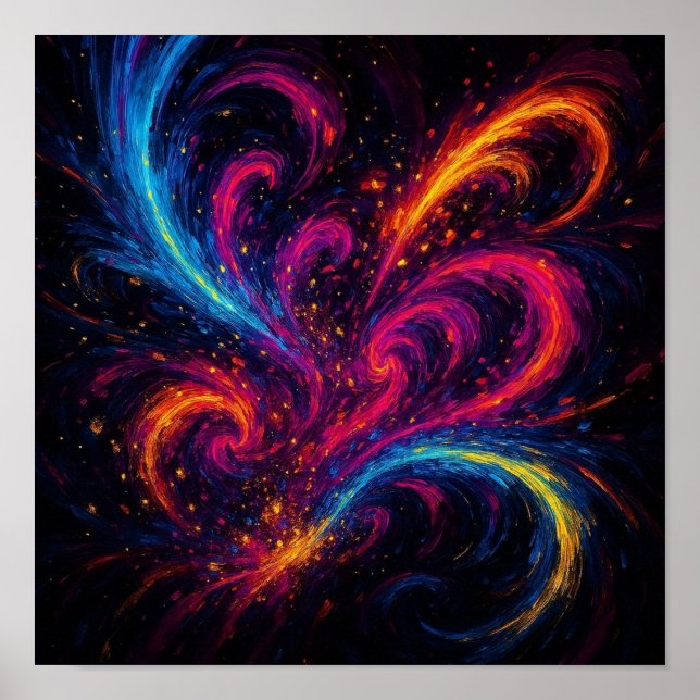 Poster Vagues Abstraites de Dopamine en mouvement intense (Devant)