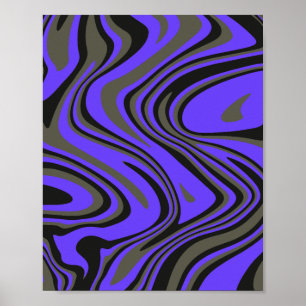 Poster Vagues Abstraites en gris violet, noir et olive