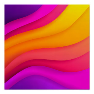 Poster Vagues arc-en-ciel magenta
