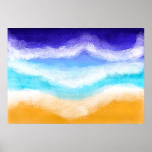 Poster Vagues bleues et Turquoises majestueuses sur le ri (Devant)