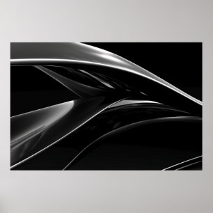 Poster Vagues dans Chrome abstrait noir & blanc photo
