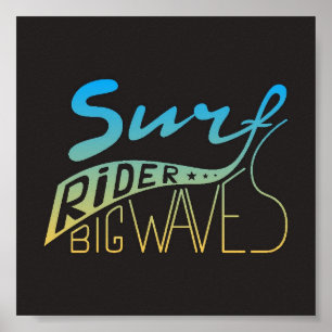 Poster Vagues de cavalier de surf grandes