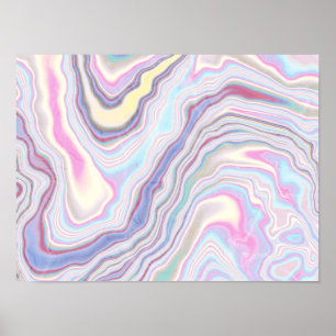 Poster Vagues de marbre de rêve pastel