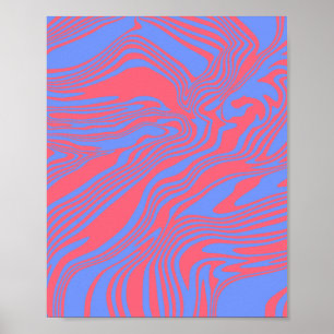 Poster Vagues de rêve - Flux Abstrait en bleu et corail