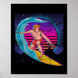 Poster Vagues de sport Océan Surfeur 90s Vaporwave Rétro 