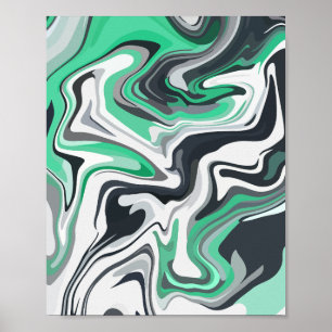 Poster Vagues d'émeraude dans l'art Abstrait des fluides