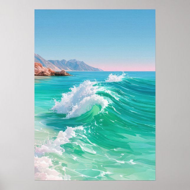Poster Vagues d'océan turquoise  (Devant)