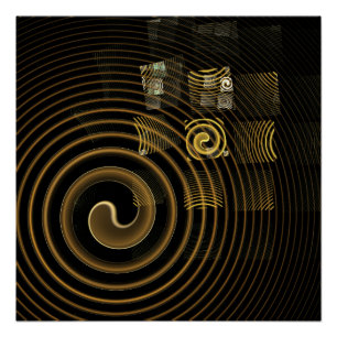 Poster Vagues dorées hypnotiques Art abstrait moderne