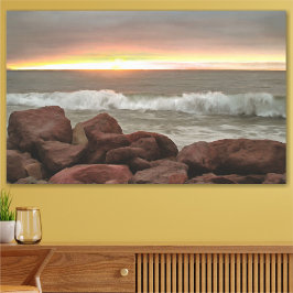 Poster Vagues et boulders 0893 Art Imprimer