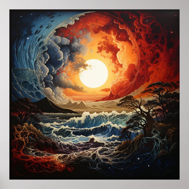 Poster Vagues paysannes de Yin Yang (Devant)