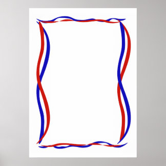 Poster Vagues Rouge Blanc et Bleu