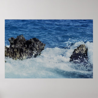 Poster Vagues Spachant Sur Des Imprimantes De Roche De Co