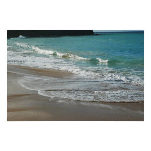 Poster Vagues sur la plage bleu turquoise Océan