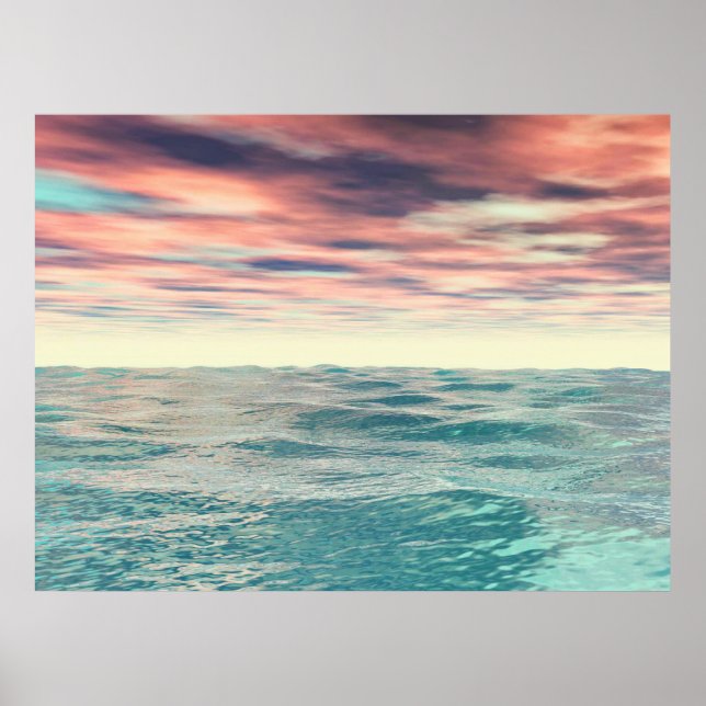 Poster Vagues turquoise (Devant)