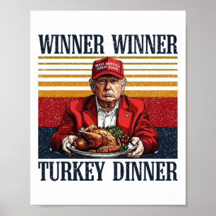 Poster Vainqueur de Trump Humour Dîner dindon Drôle