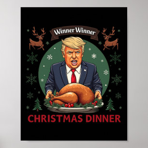 Poster Vainqueur du dîner de Noël Père Noël Trump Ugly Sw