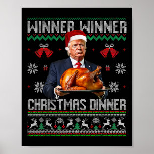 Poster Vainqueur du dîner de Noël Père Noël Trump Ugly Sw