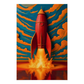 Poster Vaisseau spatial : Inspiré des années 50