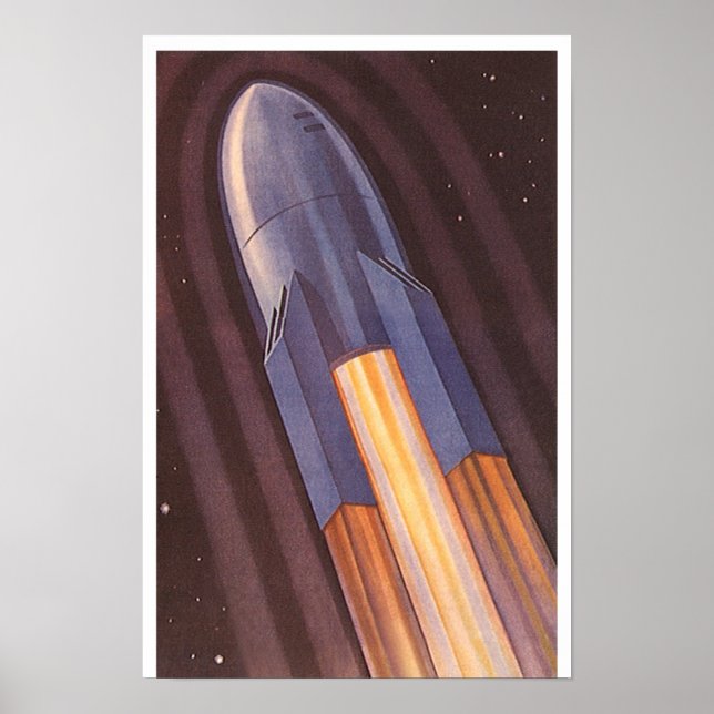 Poster Vaisseaux spatiaux de science-fiction vintage fusé (Devant)