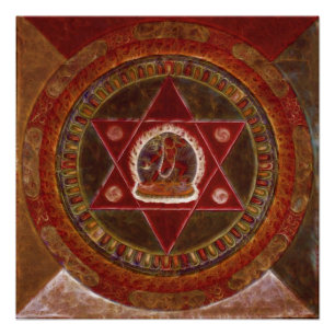 Poster Vajrayogini se dresse dans deux triangles rouges c