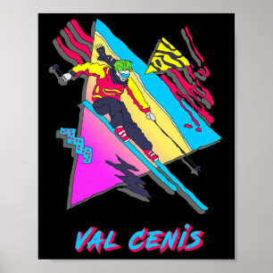 Poster Val Cenis Retro Ski Caractère Avec Abstrait