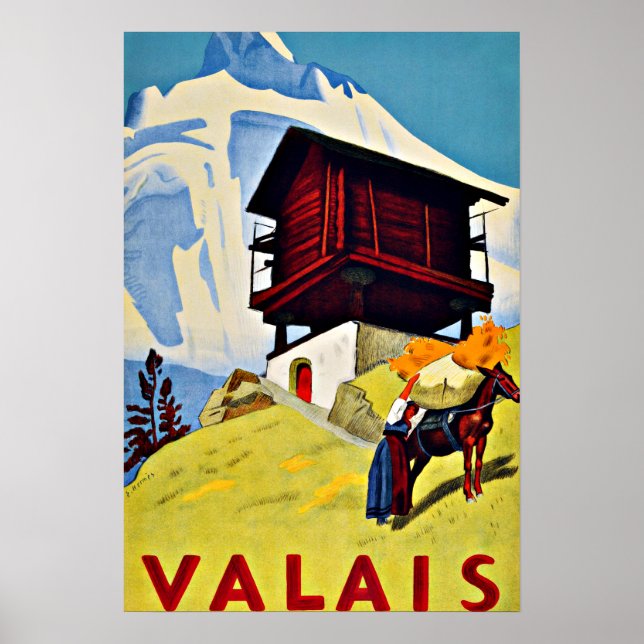 Poster Valais, Suisse Vintage voyage (Devant)