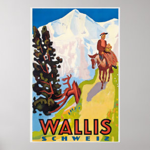Poster Valais Wallis Zermatt Ski Suisse Alpes suisses