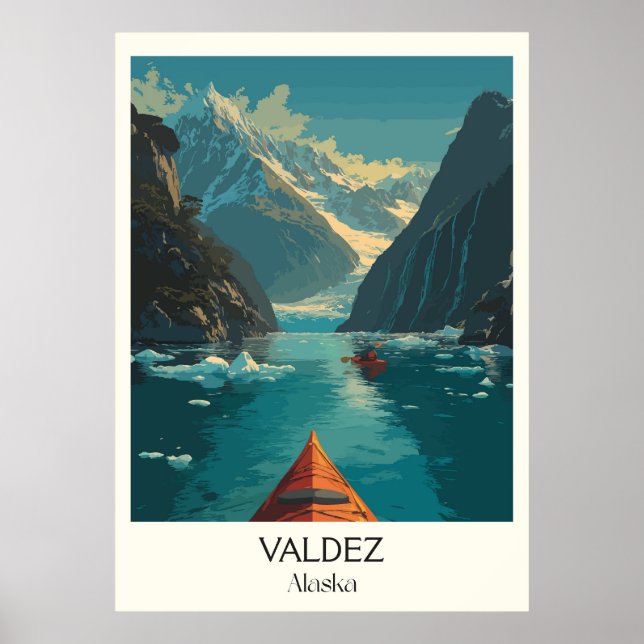 Poster Valdez Alaska Fjord Kayak Adventure (Devant)