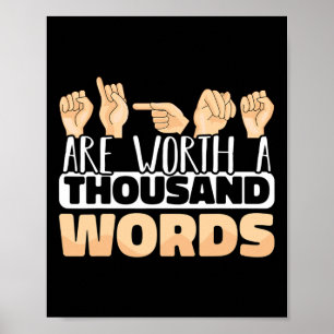 Poster Valent Mille Mots Signe Américain Asl Langu